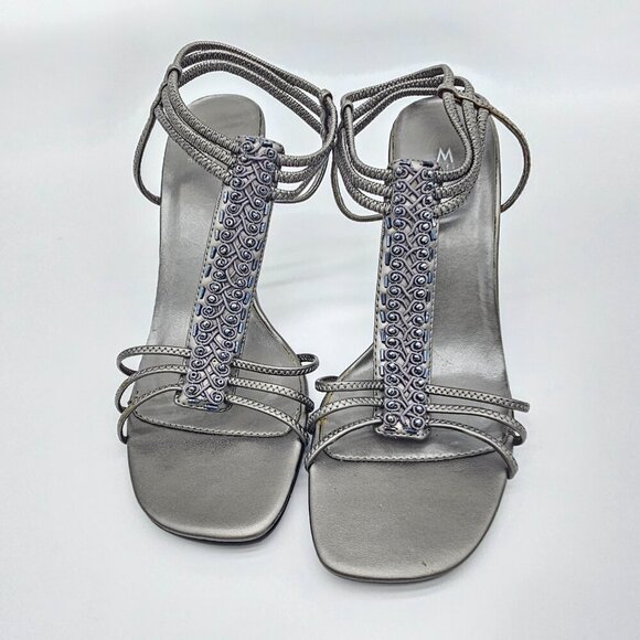 Women's Silver/Grey Strappy Heels, Size 6.5 - Picture 2 of 14